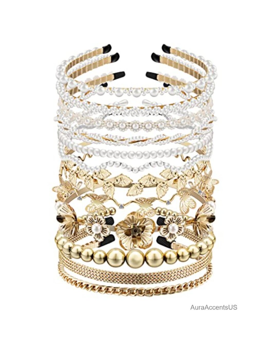 12 Pc Rhinestone Headbands for Women Bridal Crystal Headpiece Set